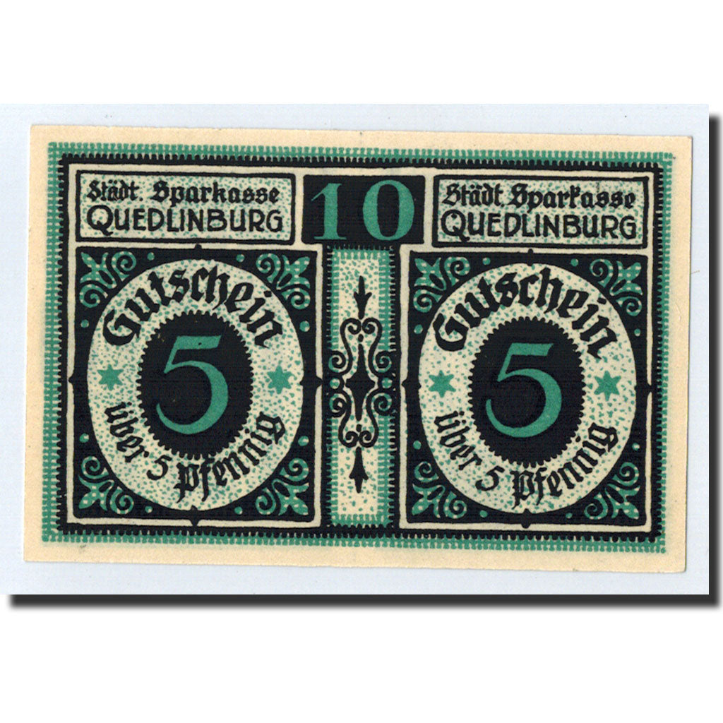 Banknote, Germany, Quedlinburg Stadt, 10 Pfennig, personnage, O.D, Undated