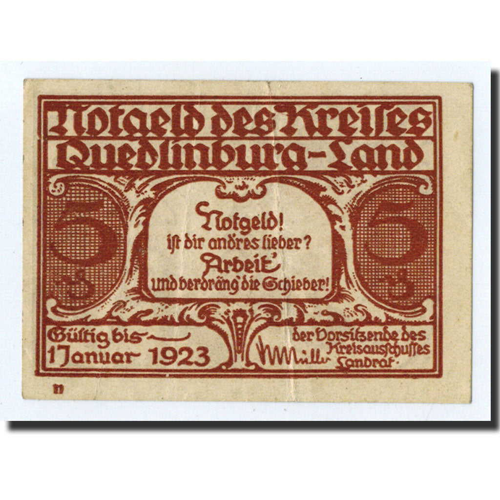 Banknot, Niemcy, Quedlinburg Stadt, 5 Pfennig, personnage, O.D, Undated