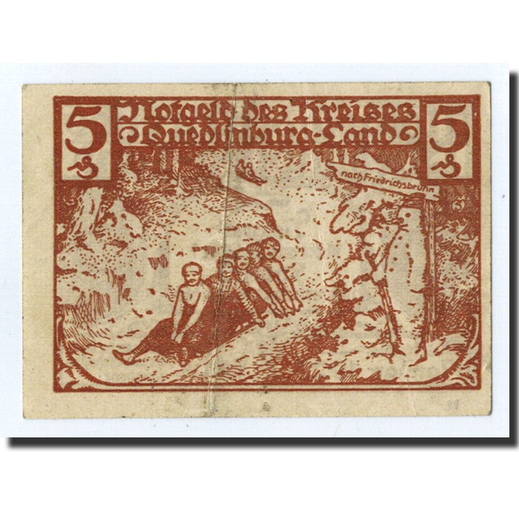 Banknot, Niemcy, Quedlinburg Stadt, 5 Pfennig, personnage, O.D, Undated
