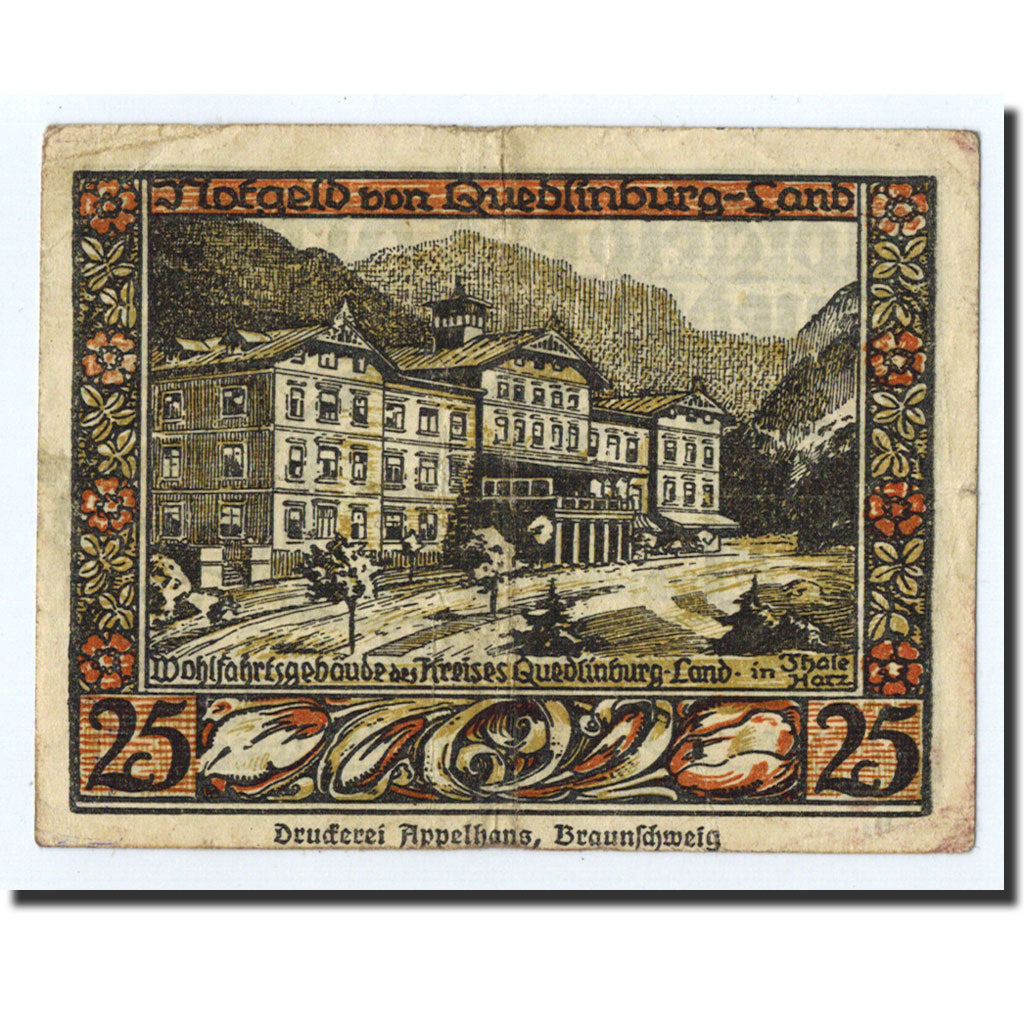 Banknote, Germany, Quedlinburg Stadt, 25 Pfennig, Maison, O.D, Undated, UNC(63)