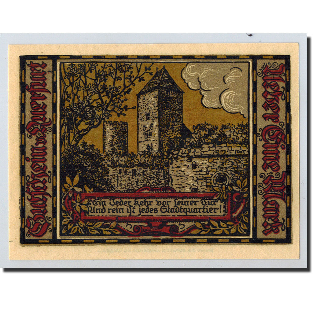 Banknote, Germany, Querfurt, 1 Mark, château, 1921, 1921-08-24, UNC(63)