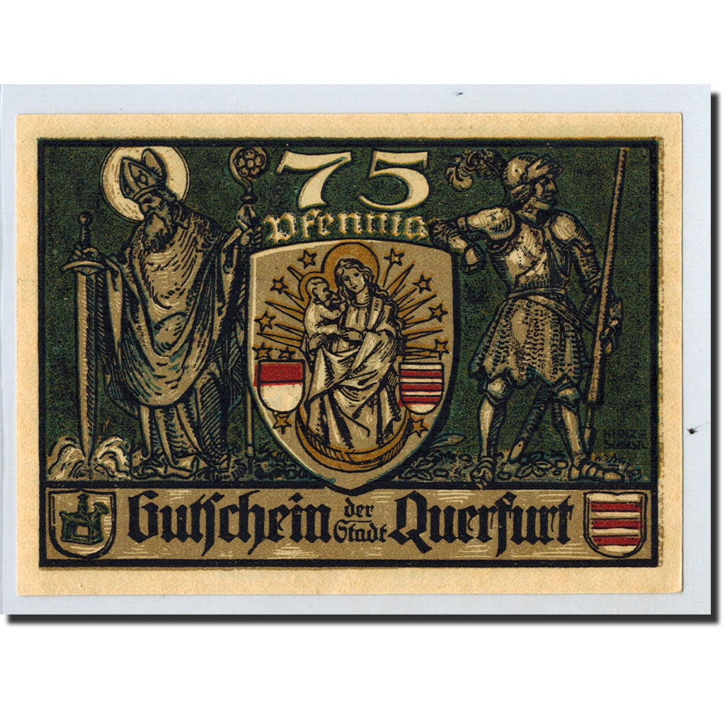 Banknote, Germany, Querfurt, 75 Pfennig, château, 1921, 1921-08-24, UNC(63)