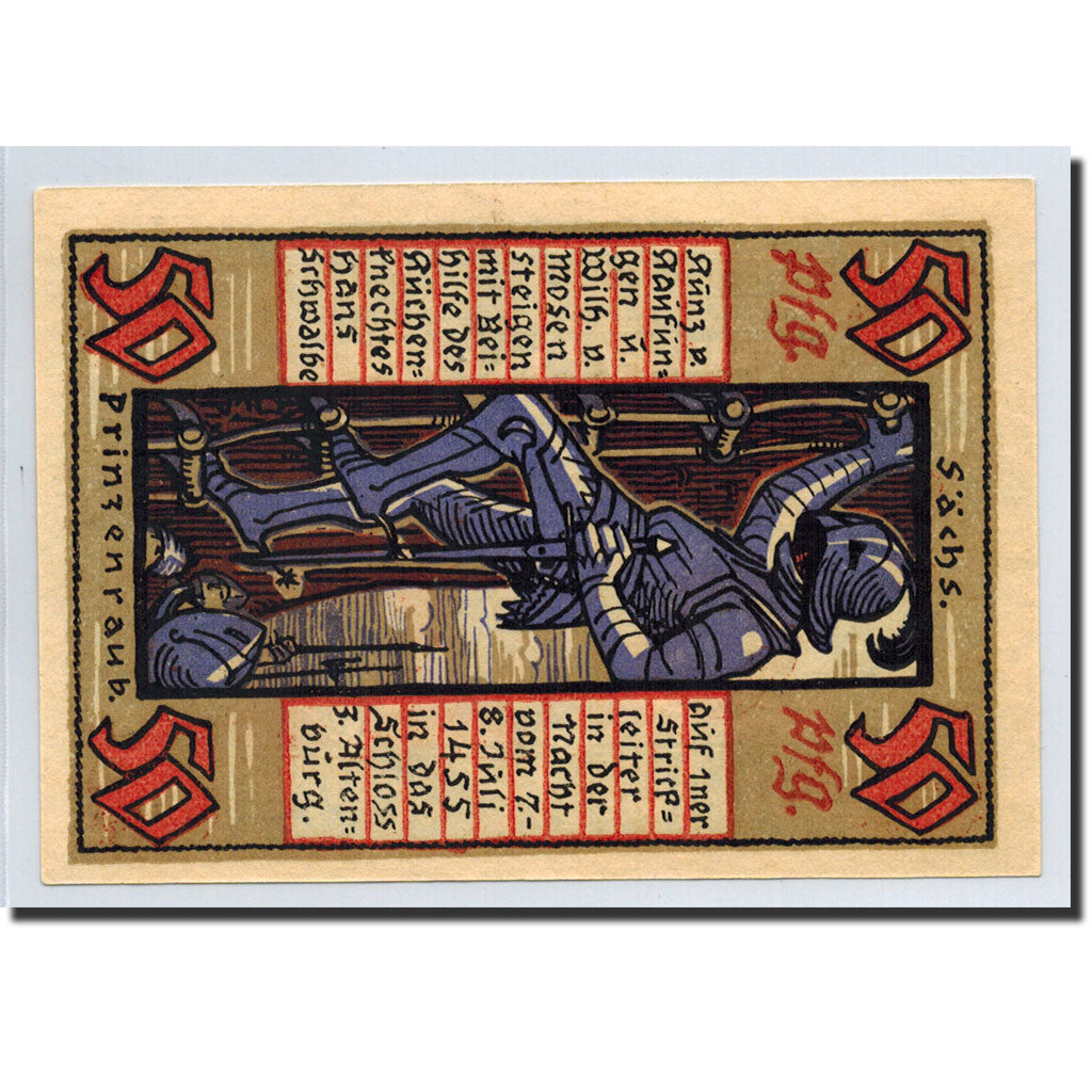 Banknote, Germany, Altenburg Stadt, 50 Pfennig, chevalier, 1921, Undated