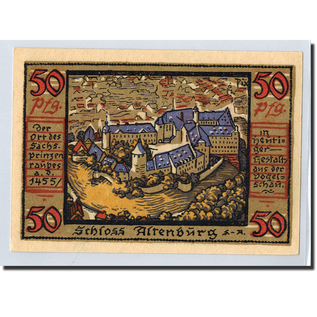 Banknote, Germany, Altenburg Stadt, 50 Pfennig, château, 1921, Undated