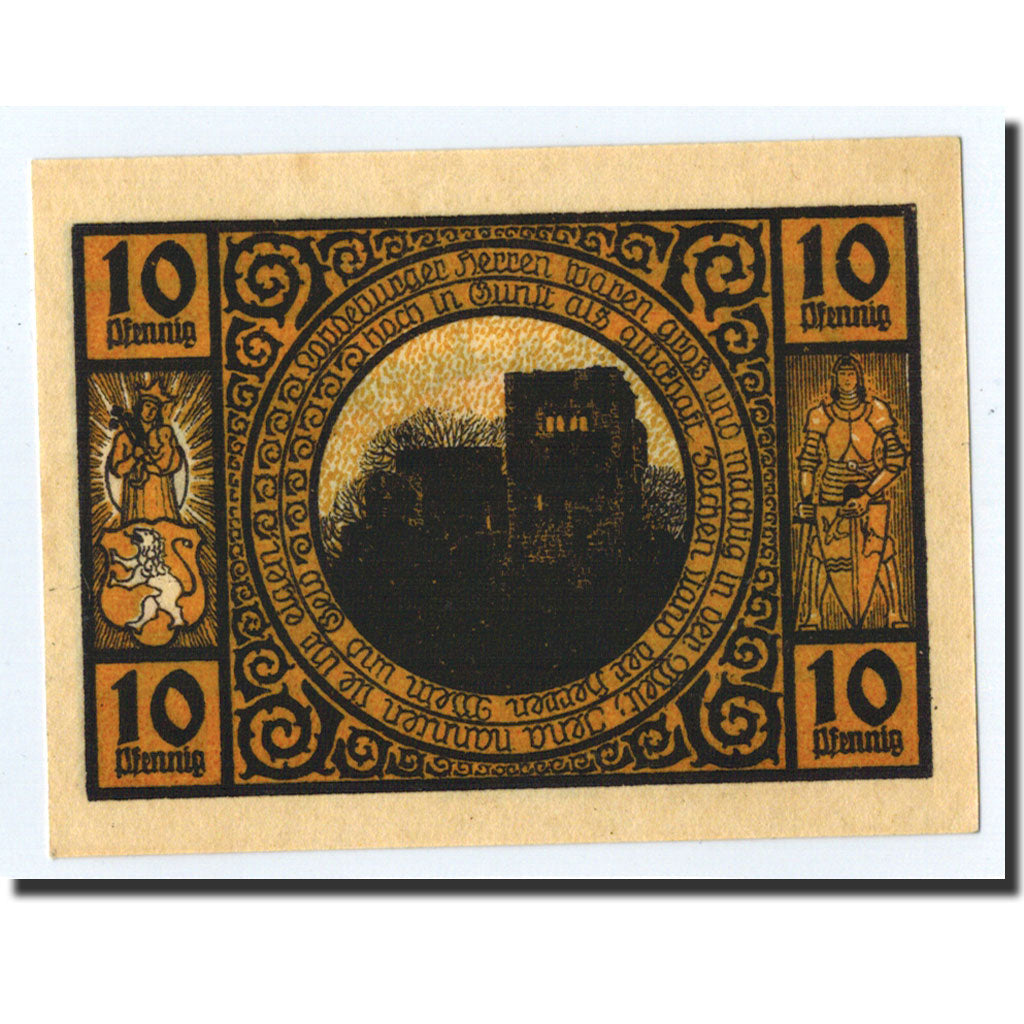Banconote, Germania, Lobeda Stadt, 10 Pfennig, personnage, 1921, Undated, SPL