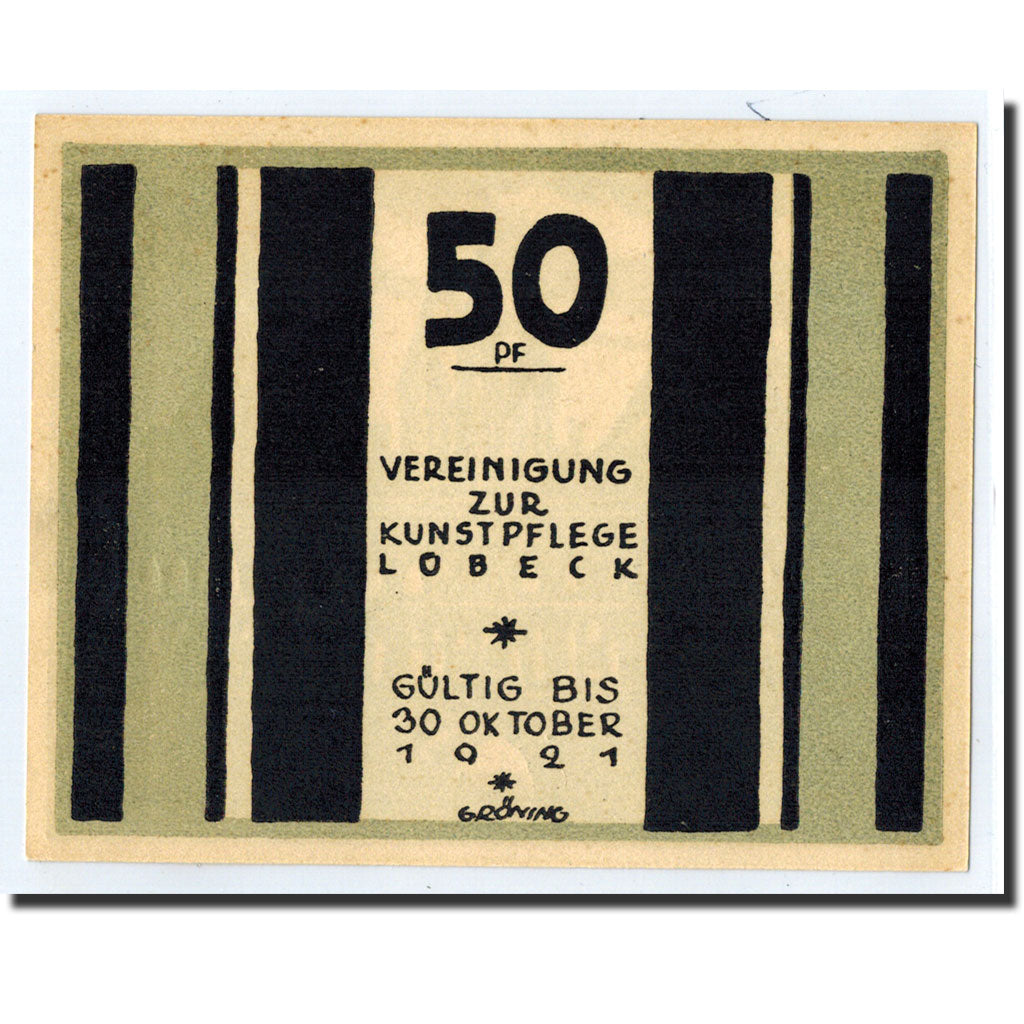 Banknote, Germany, Lübeck, 50 Pfennig, château, 1921, 1921-10-30, UNC(63)