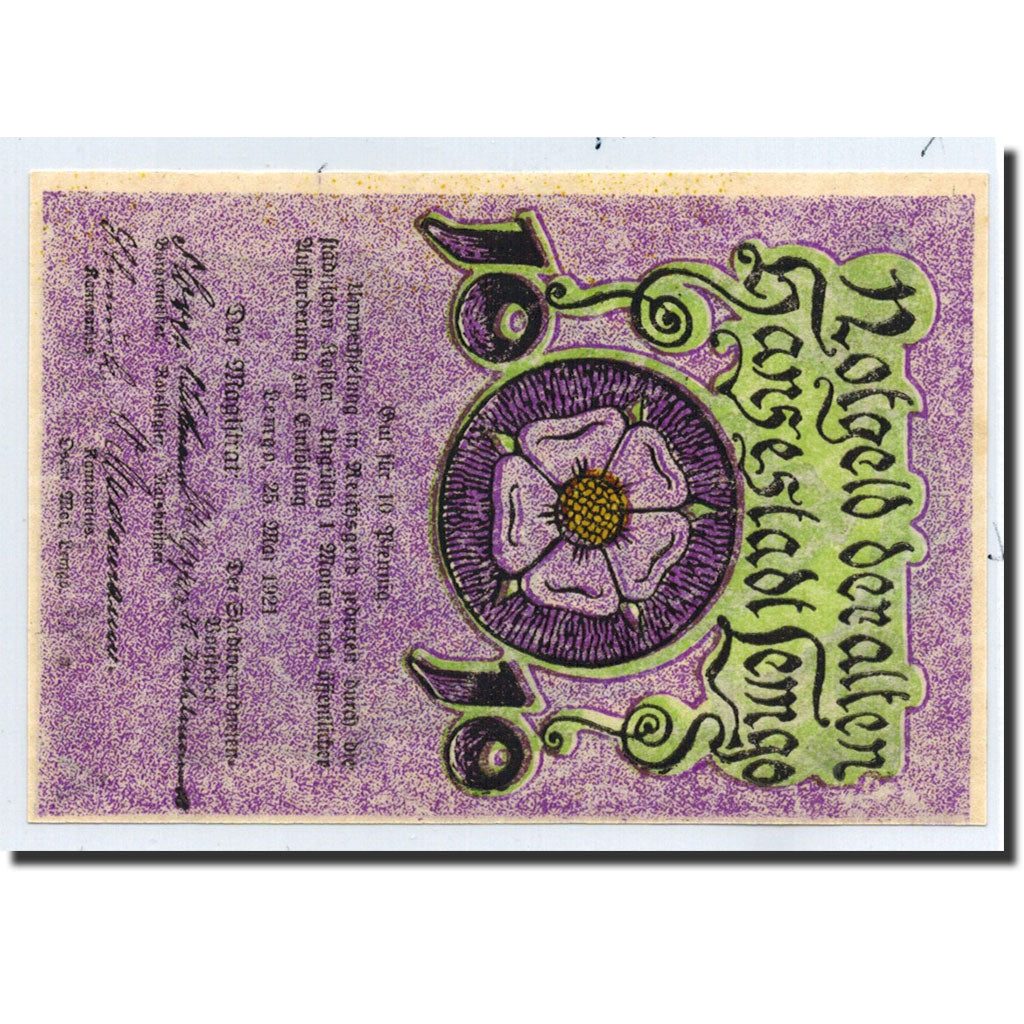 Banknote, Germany, Lemgo Stadt, 10 Pfennig, Fleur, 1921, 1921-05-02, EF(40-45)