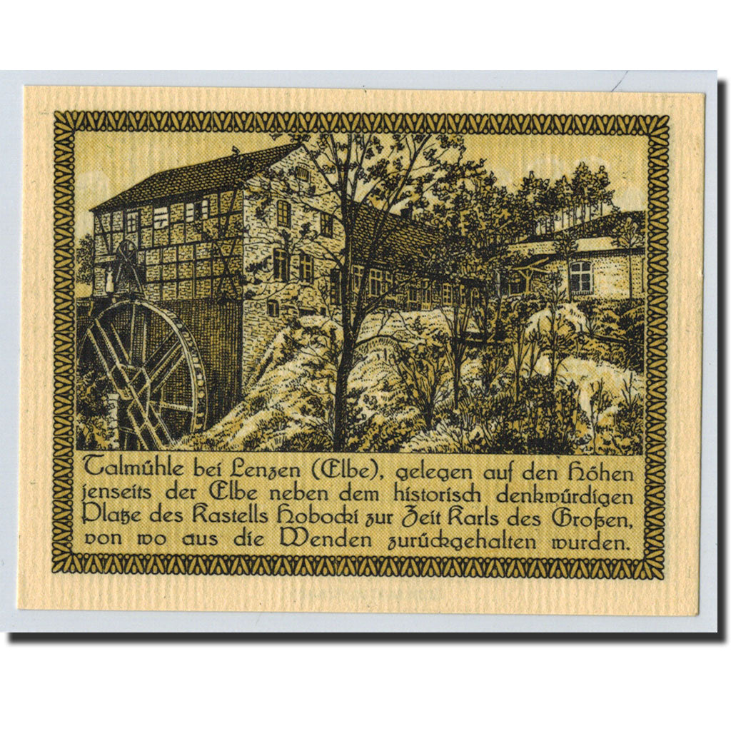 Banknote, Germany, Lenzen a.d. Elbe, 50 Pfennig, moulin, 1922, Undated, UNC(63)