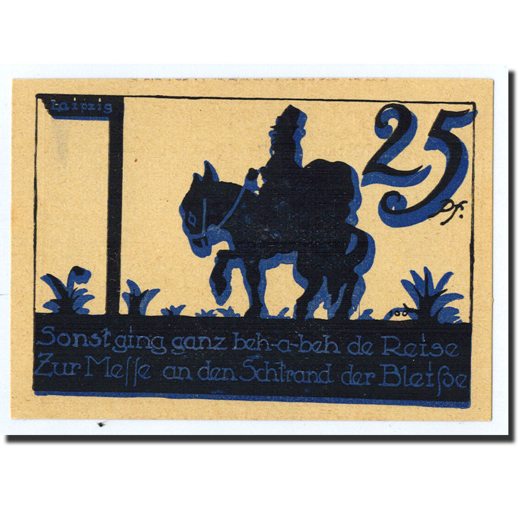 Banknote, Germany, Leipzig Stadt, 25 Pfennig, personnage, 1921, 1921-08-27