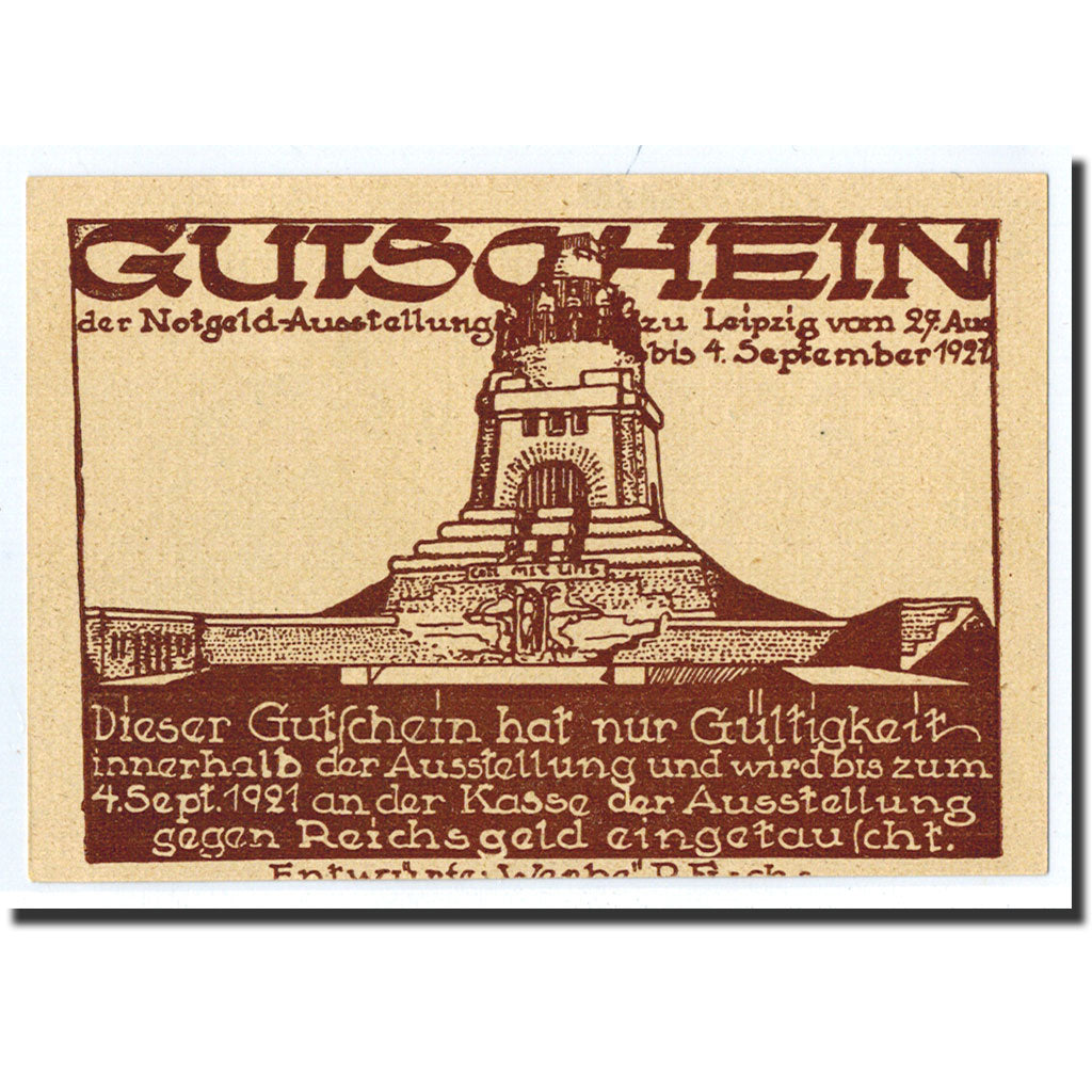 Banknote, Germany, Leipzig Stadt, 50 Pfennig, château, 1921, 1921-08-27