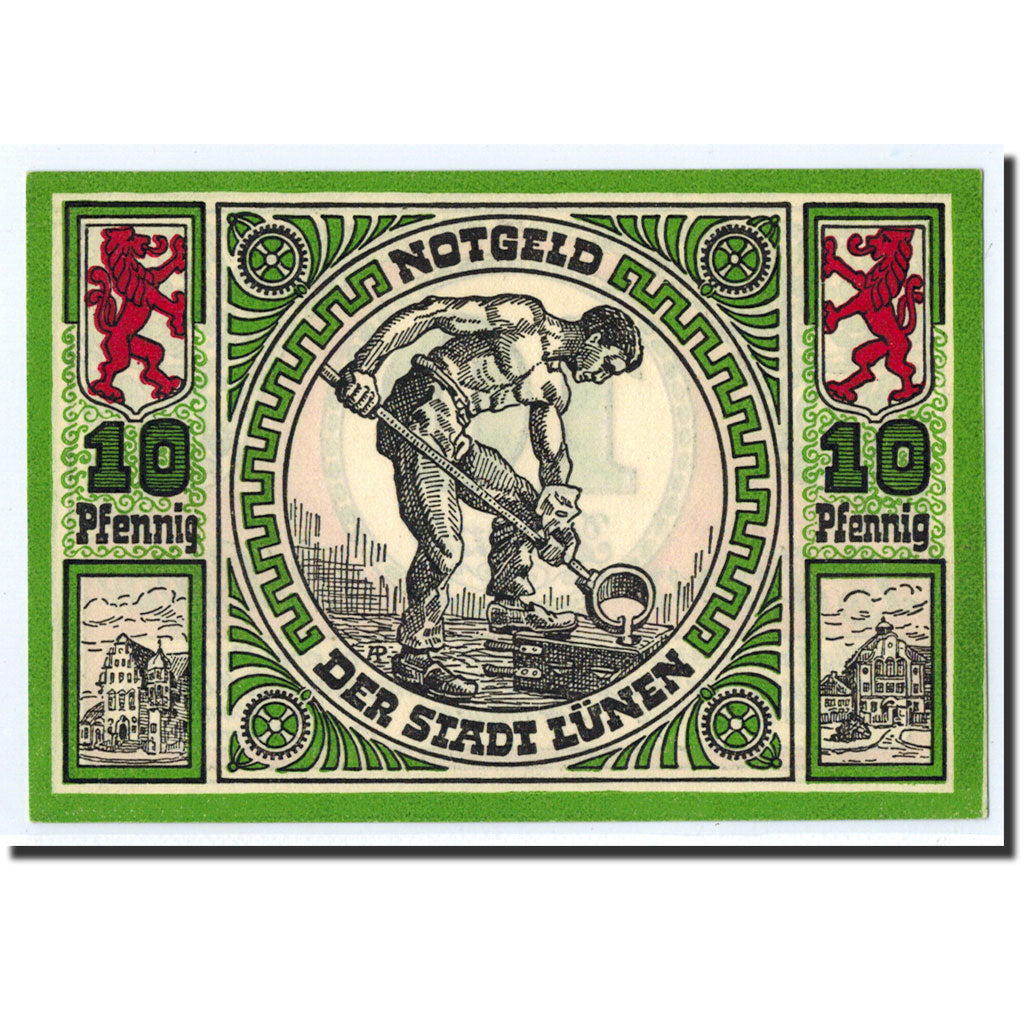 Banknote, Germany, Lunen Stadt, 10 Pfennig, personnage, 1921, 1921-04-12