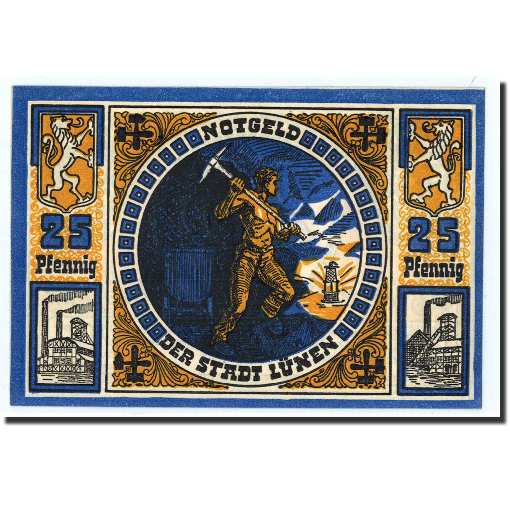 Banknote, Germany, Lunen Stadt, 25 Pfennig, personnage, 1921, 1921-04-12