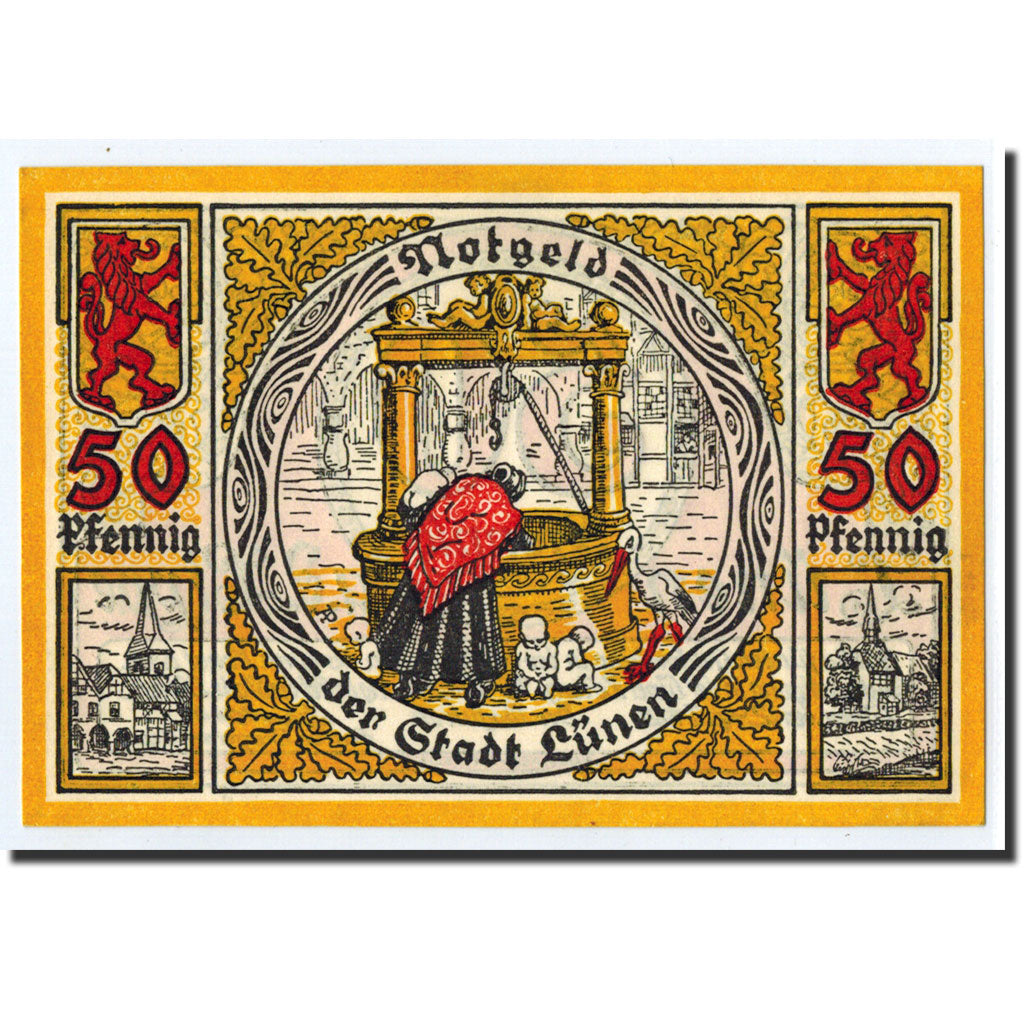 Banknote, Germany, Lunen Stadt, 50 Pfennig, puits, 1921, 1921-04-12, UNC(63)