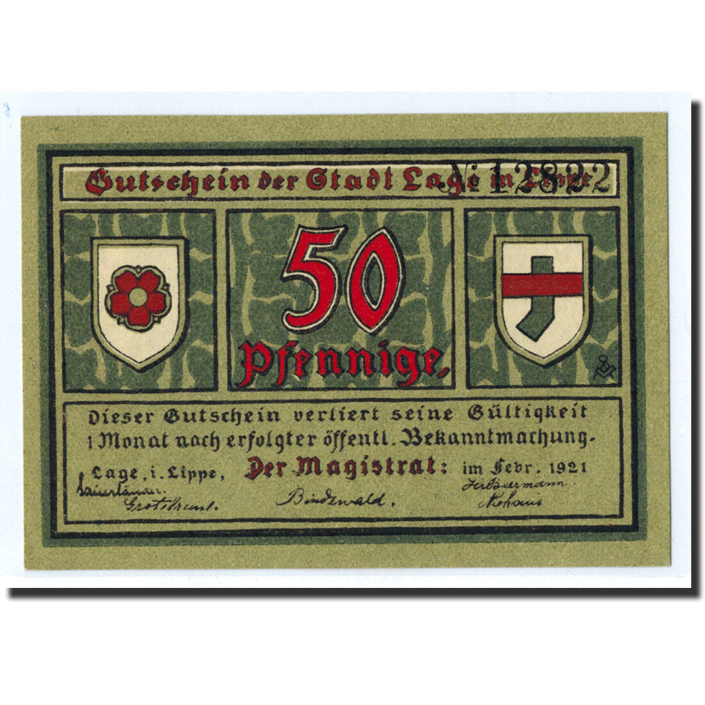 Banknote, Germany, Lage Stadt, 50 Pfennig, Eglise, 1921, Undated, UNC(63)