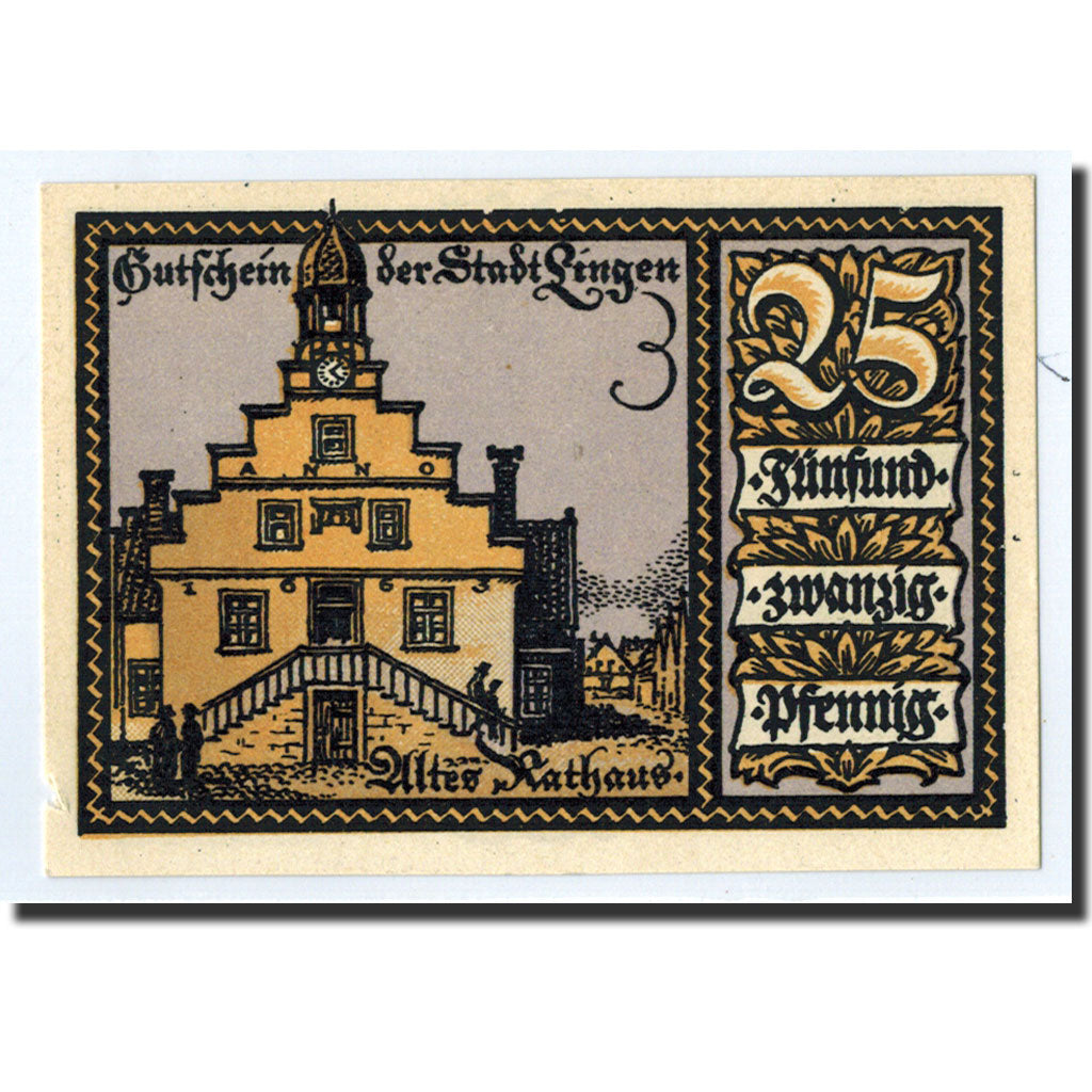 Banknote, Germany, Lingen Stadt, 25 Pfennig, Ecusson, 1921, 1921-04-01, UNC(63)