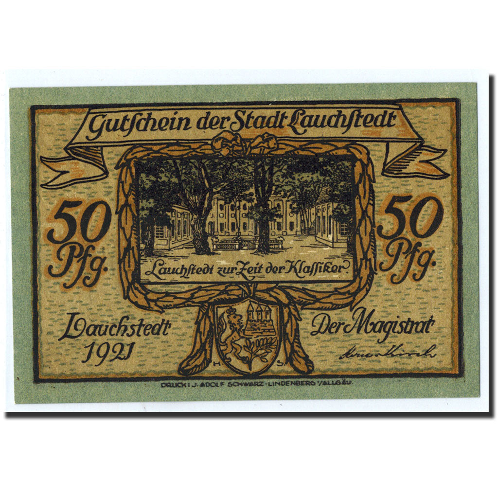 Banknote, Germany, Lauchstedt, 50 Pfennig, portrait, 1921, Undated, UNC(63)