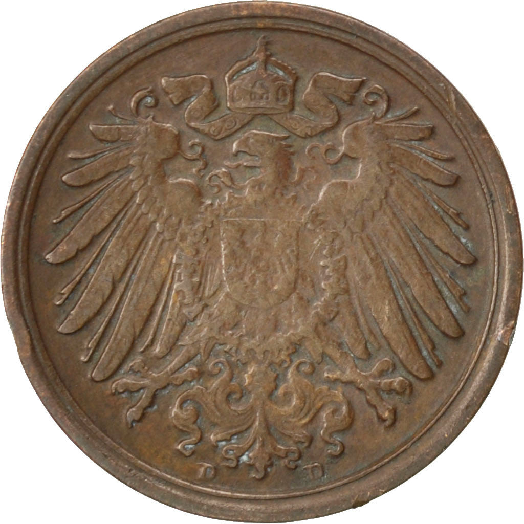 Coin, GERMANY - EMPIRE, Wilhelm II, Pfennig, 1907, Munich, EF(40-45), Copper
