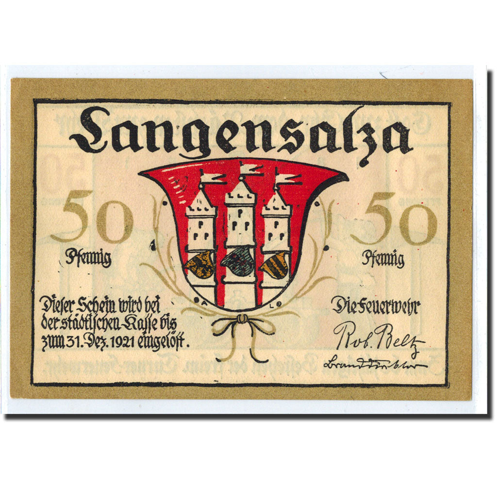 Banknote, Germany, Langensalza Stadt, 50 Pfennig, personnage, 1921, 1921-12-31