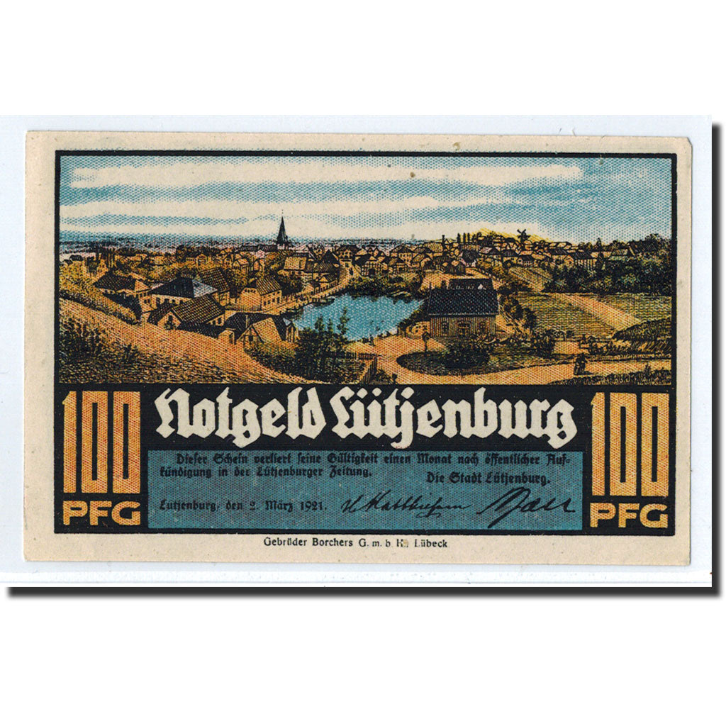 Banknote, Germany, Lutjenburg, 100 Pfennig, paysage, 1921, 1921-03-02, UNC(63)