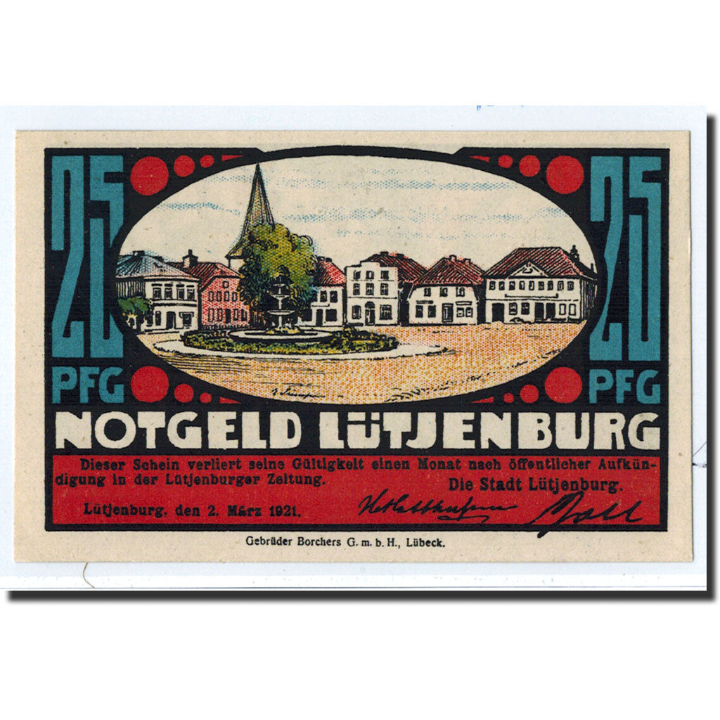 Banknote, Germany, Lutjenburg, 25 Pfennig, paysage, 1921, 1921-03-02, UNC(63)