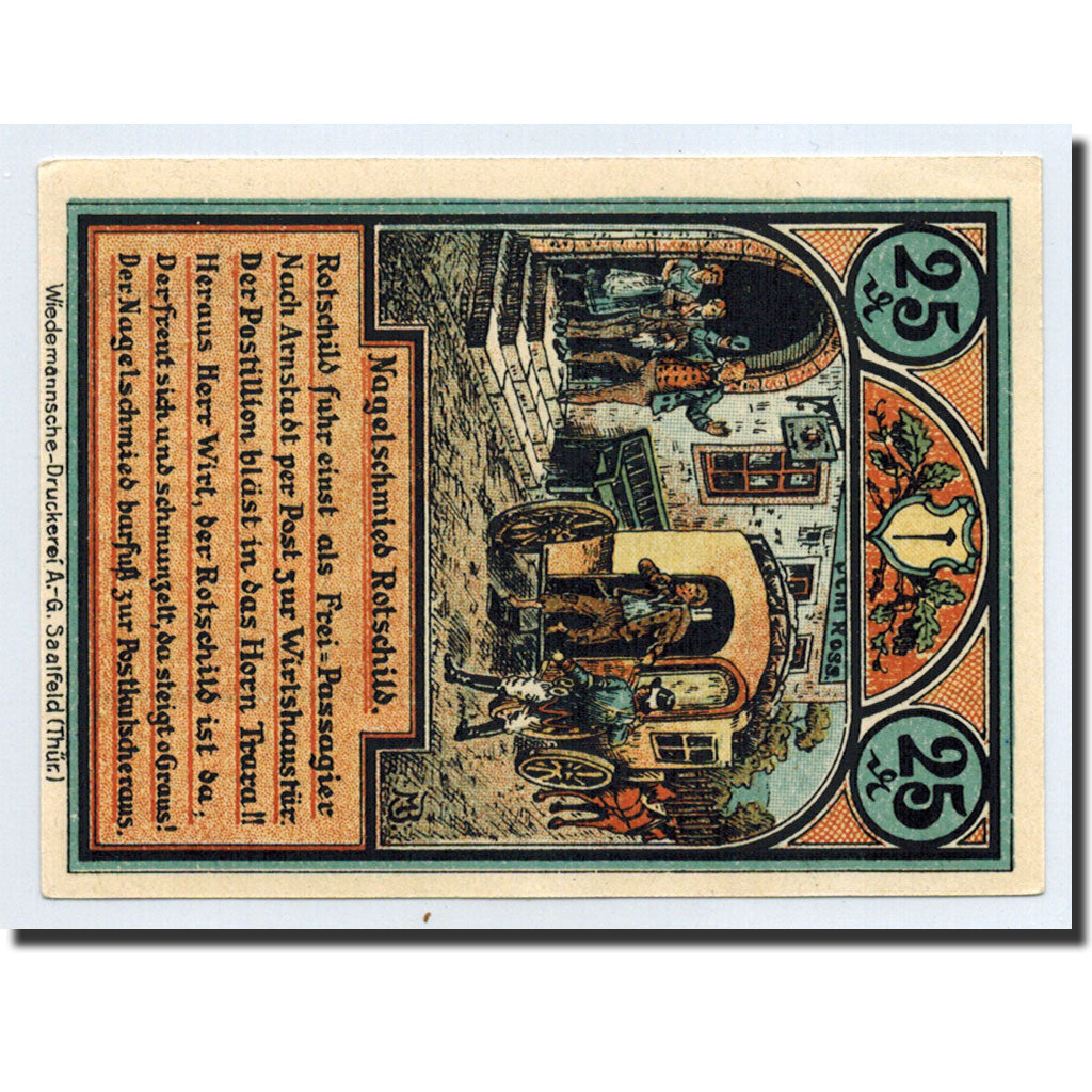 Banknote, Germany, Roda, 25 Pfennig, personnage, 1921, 1921-10-10, UNC(63)