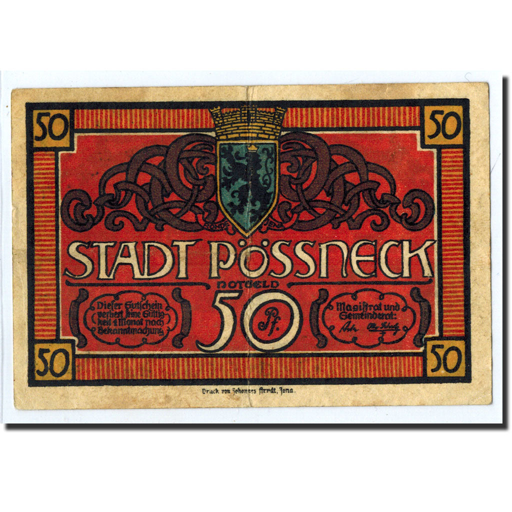 Banknote, Germany, Possneck, 50 Pfennig, personnage, O.D, Undated, UNC(63)