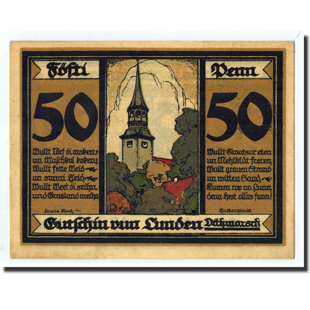 Banknote, Germany, Lunden, 50 Pfennig, Ecusson, 1921, 1921-05-19, UNC(63)
