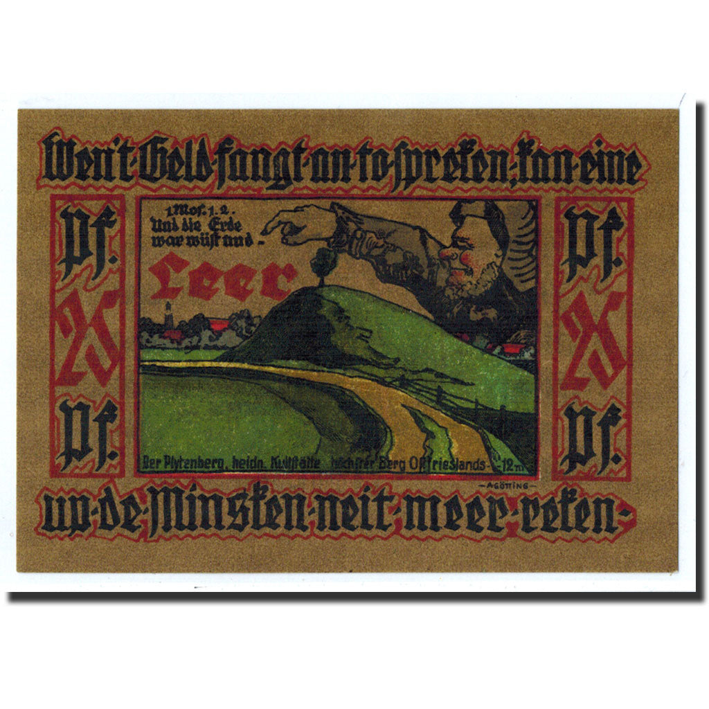 Banknote, Germany, Leer, 25 Pfennig, paysage, 1921, Undated, UNC(63), Mehl:782.1