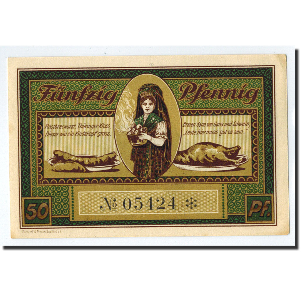 Banknote, Germany, Leutenberg, 50 Pfennig, personnage, 1921, Undated, UNC(63)