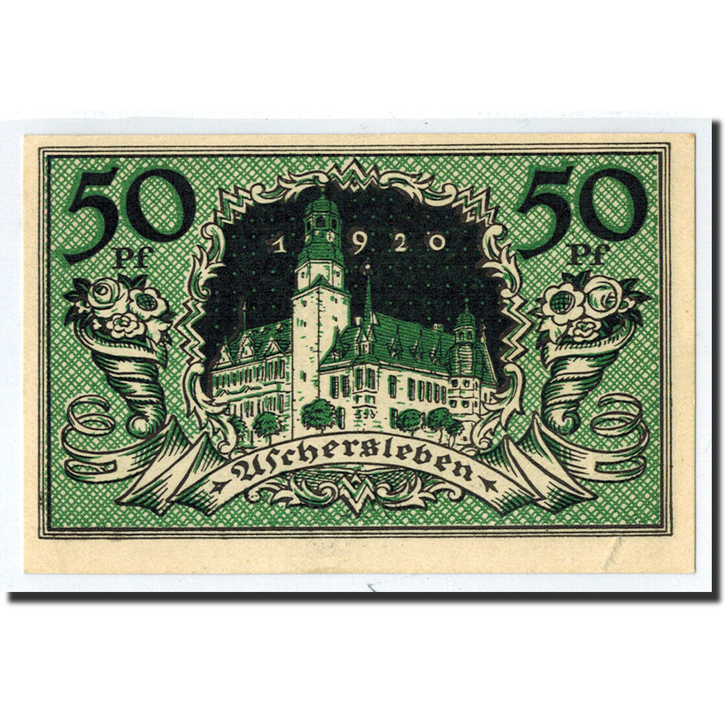 Banknote, Germany, Aschersleben, 50 Pfennig, Monument, 1920, 1920-03-05