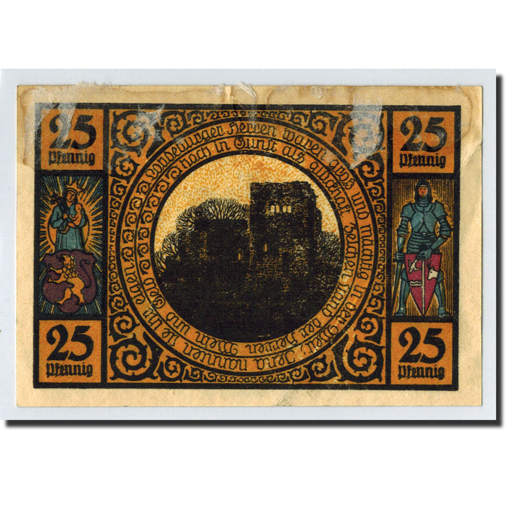 Banknote, Germany, Lobeda Stadt, 25 Pfennig, Monument, 1921, Undated, VF(20-25)