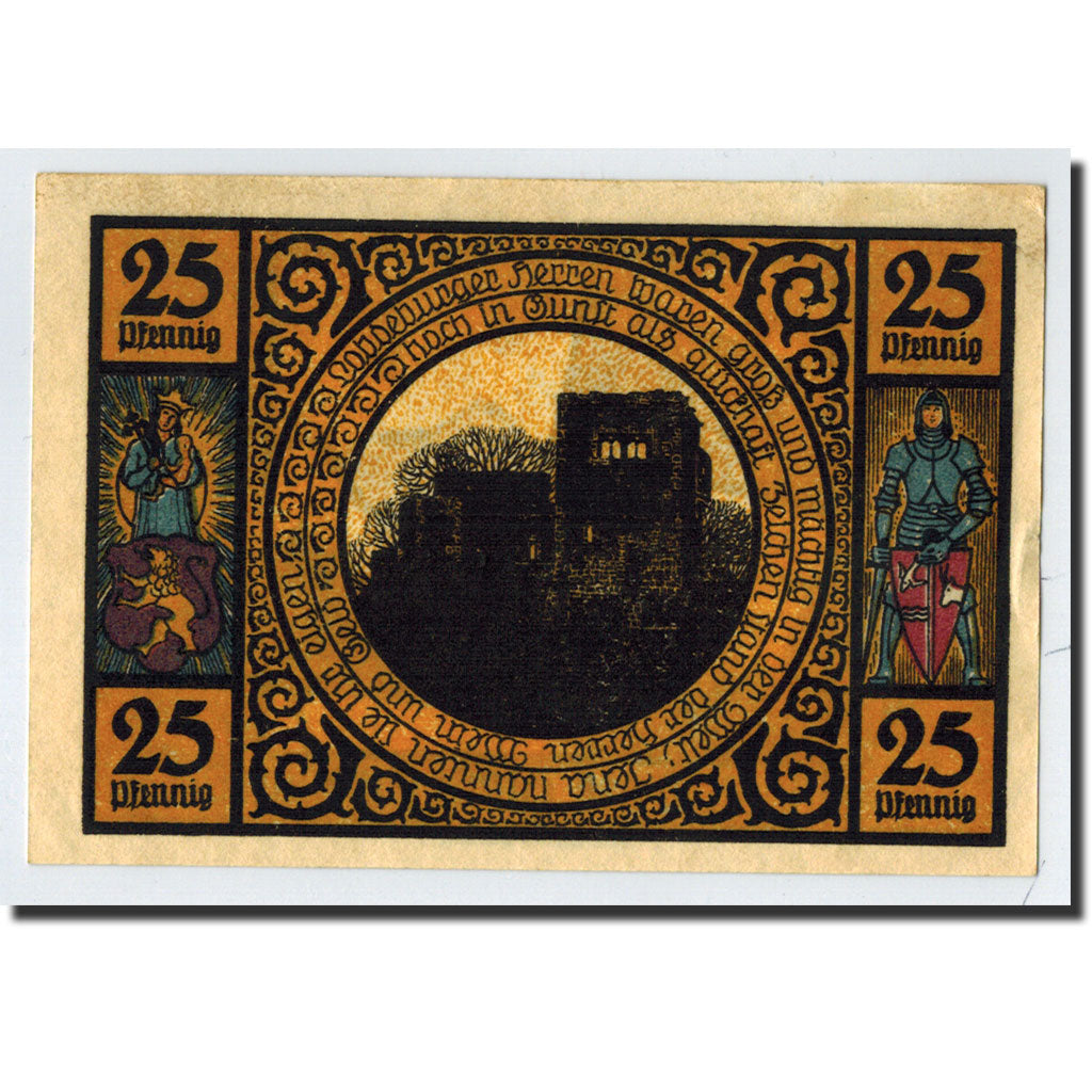 Banknote, Germany, Lobeda Stadt, 25 Pfennig, Monument, 1921, Undated, UNC(63)