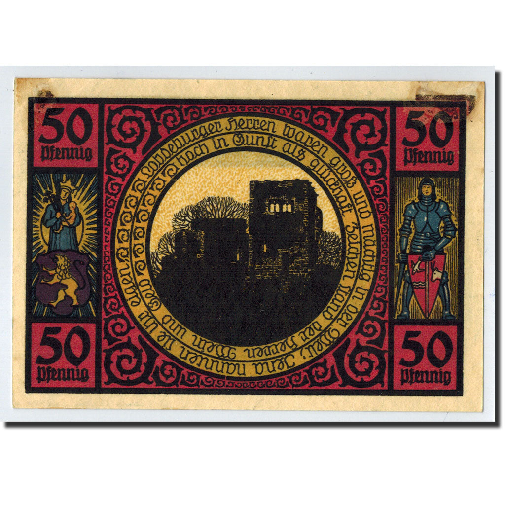 Banknote, Germany, Lobeda Stadt, 50 Pfennig, Monument, 1921, Undated, EF(40-45)