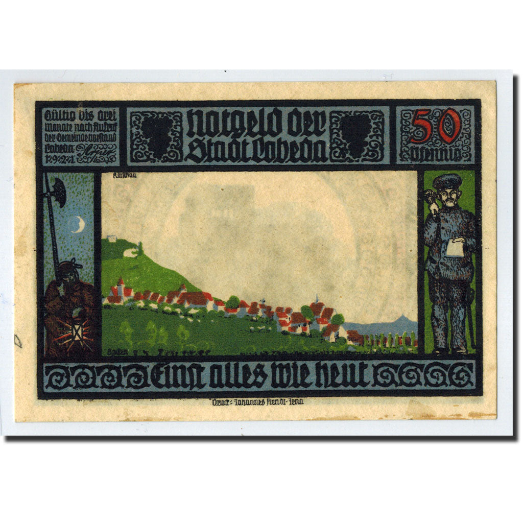 Banknote, Germany, Lobeda Stadt, 50 Pfennig, Monument, 1921, Undated, EF(40-45)