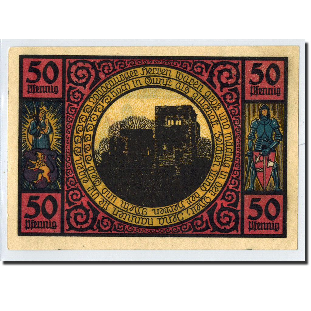 Banknote, Germany, Lobeda Stadt, 50 Pfennig, Monument, 1921, Undated, UNC(63)