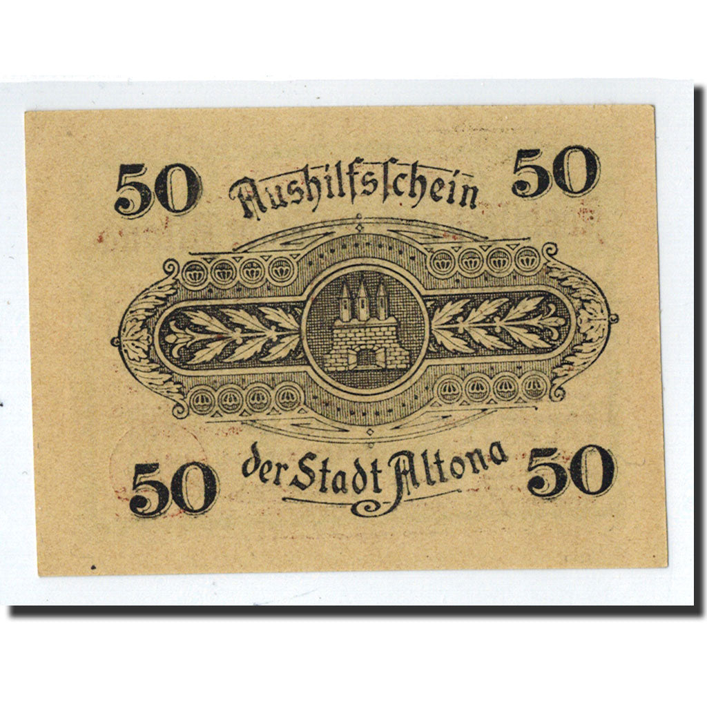 Banknote, Germany, Altona, 50 Pfennig, château, 1918, 1918-11-02, UNC(63)