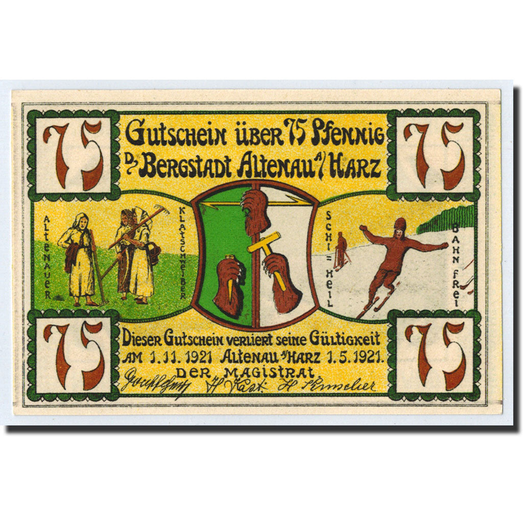 Banknote, Germany, Altenau a/ Harz, 75 Pfennig, paysage, 1921, 1921-11-01