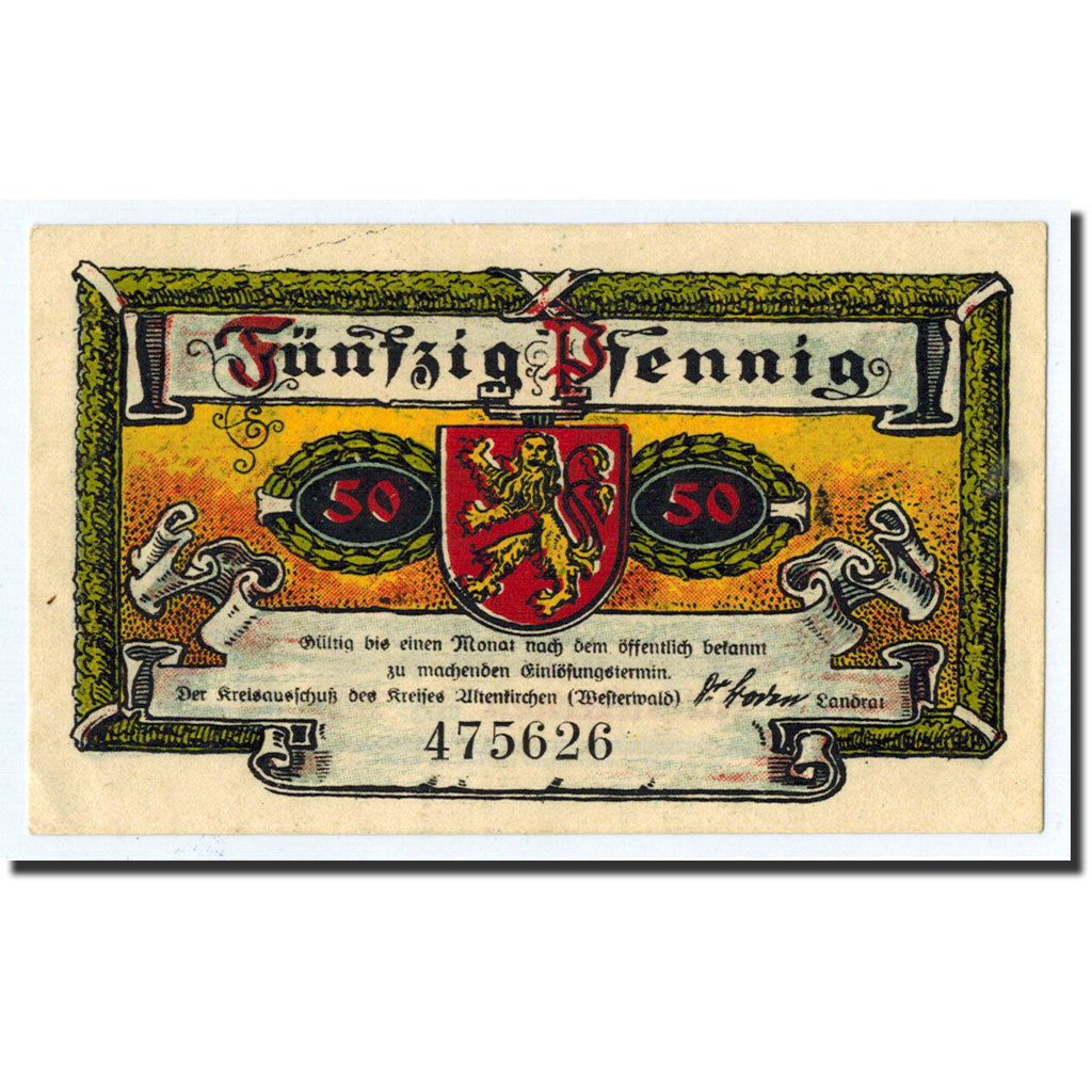 Banknote, Germany, Altenkirchen, 50 Pfennig, paysage, 1921, Undated, UNC(63)
