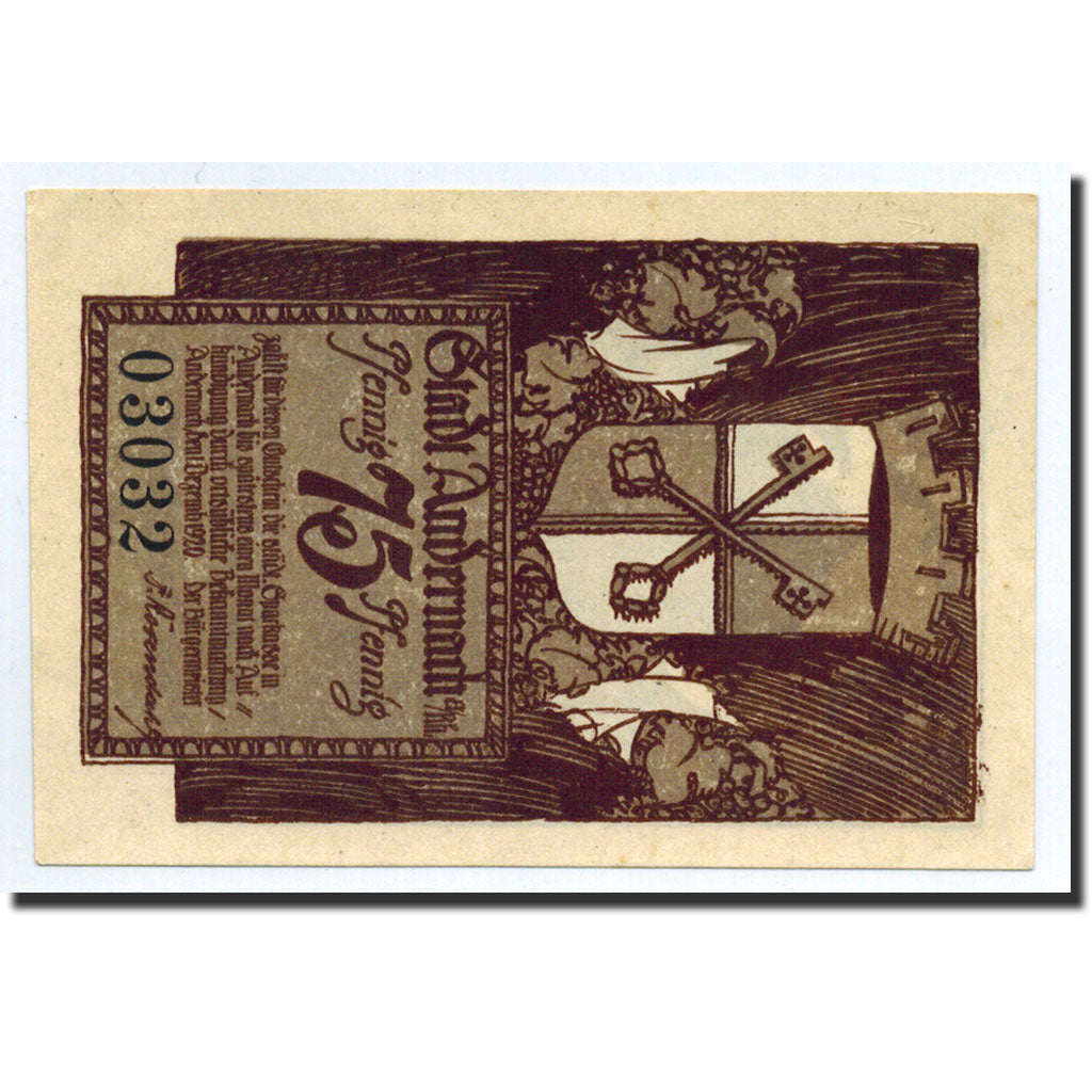 Banknote, Germany, Andernach, 75 Pfennig, Ecusson, 1920, 1920-12-01, UNC(63)