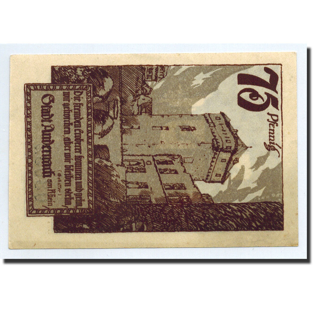 Banknote, Germany, Andernach, 75 Pfennig, Ecusson, 1920, 1920-12-01, UNC(63)
