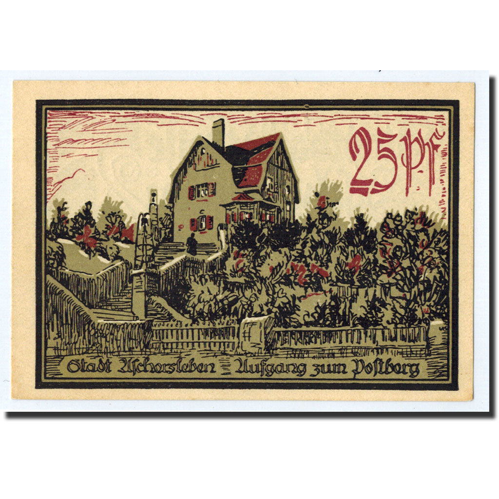 Billet, Allemagne, Aschersleben, 25 Pfennig, paysage, 1921, 1921-12-01, SPL