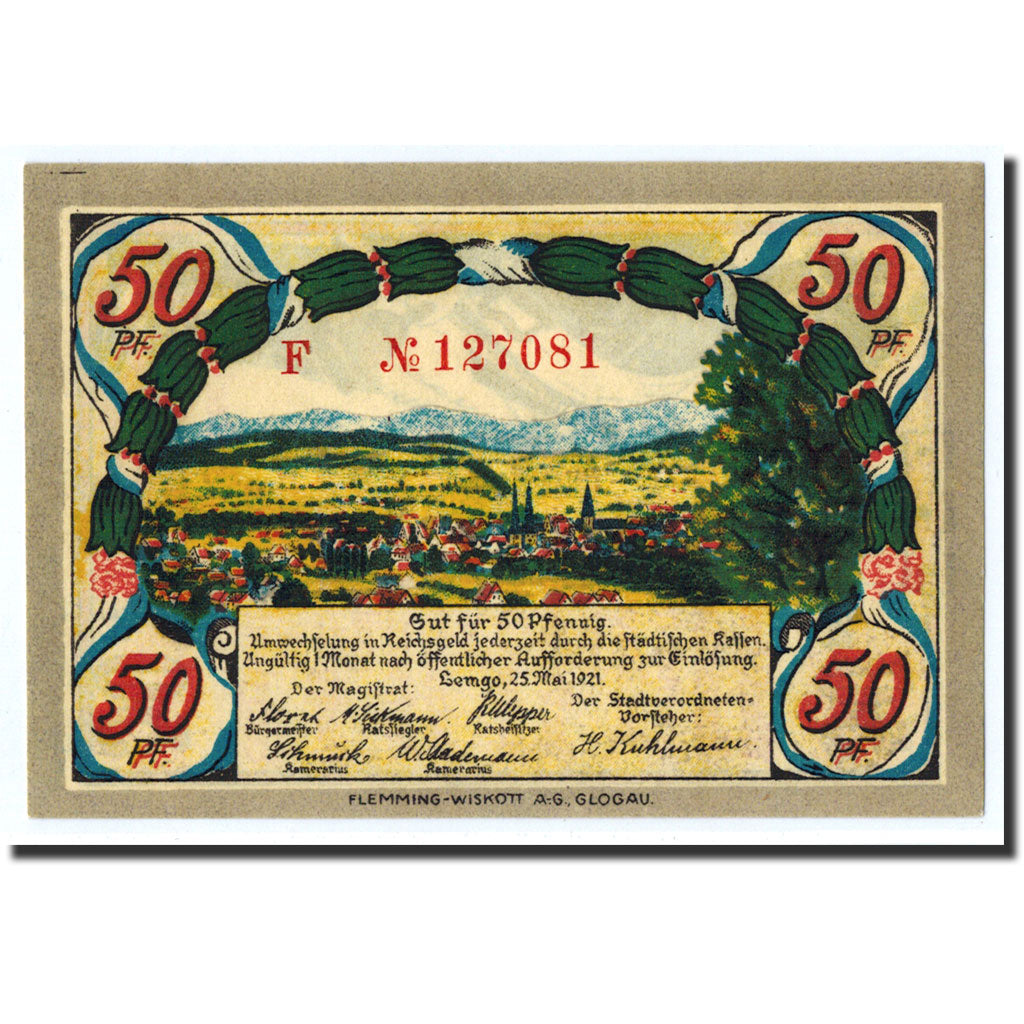 Banknote, Germany, Lemgo Stadt, 50 Pfennig, personnage, 1921, 1921-05-25