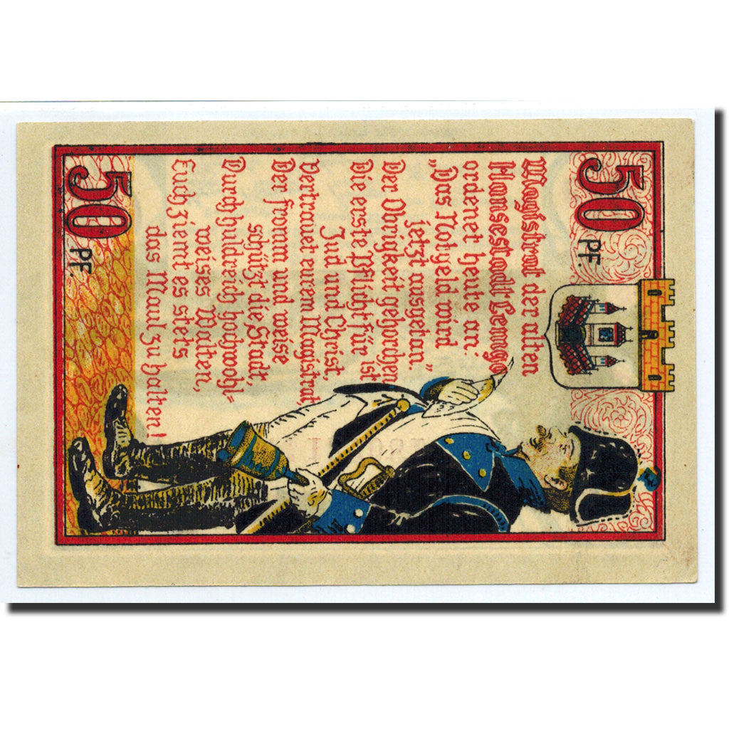 Banknote, Germany, Lemgo Stadt, 50 Pfennig, personnage, 1921, 1921-05-25