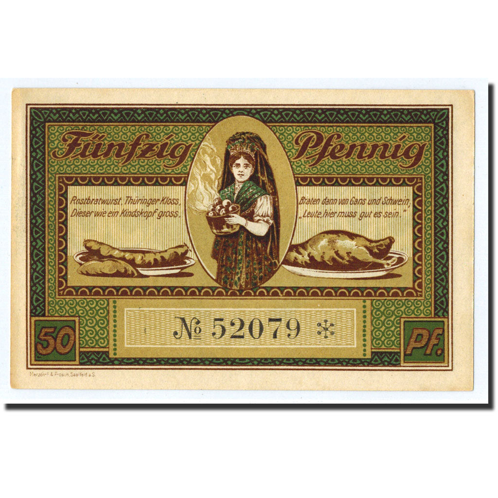 Banknote, Germany, Leutenberg, 50 Pfennig, château, 1922, 1922-08-31, UNC(63)