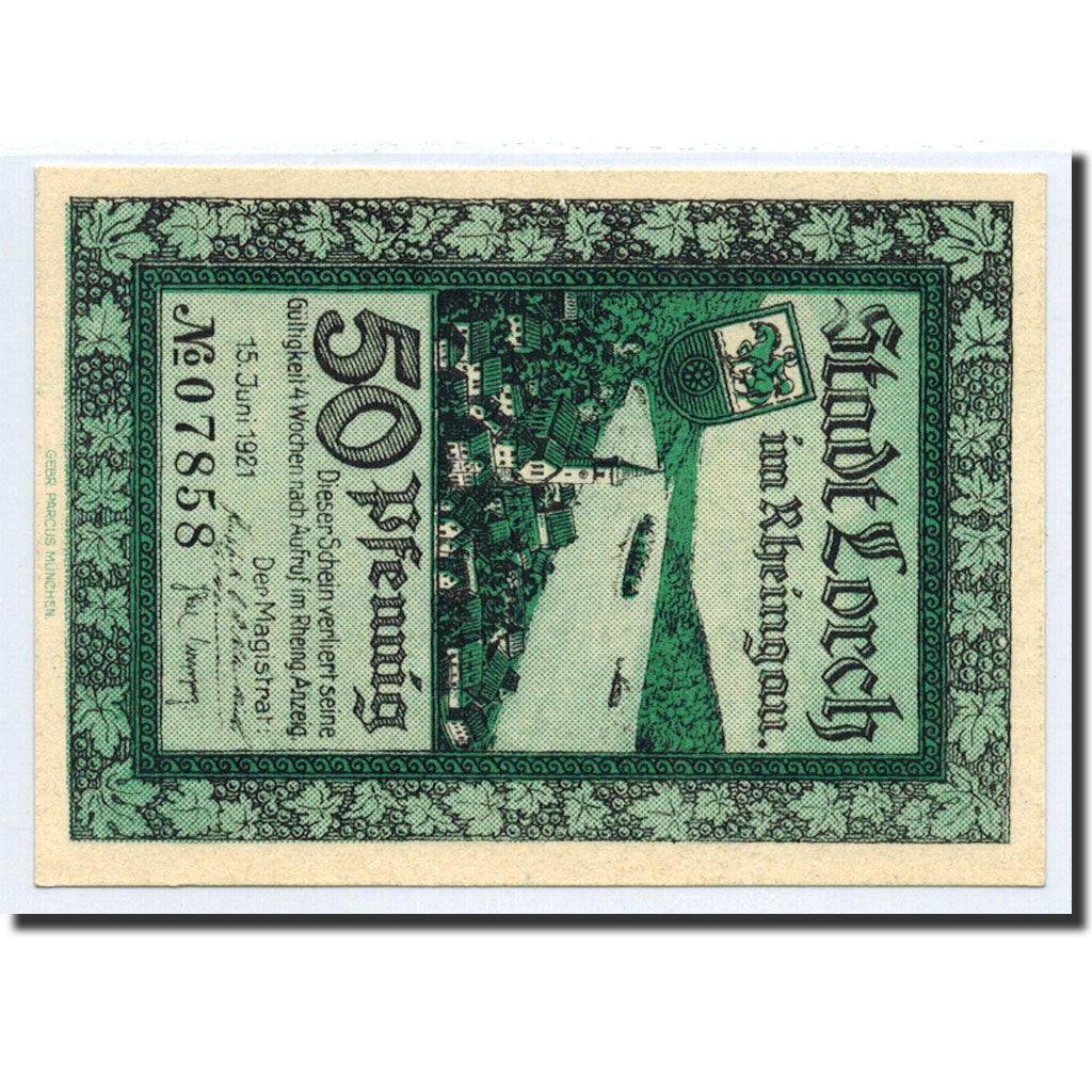 Banknote, Germany, Lorch, 50 Pfennig, paysage, 1921, 1921-06-15, UNC(63)