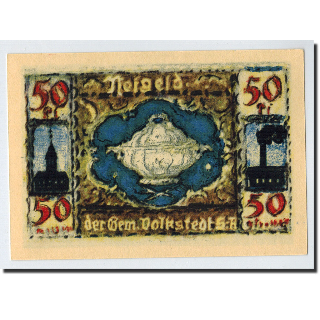 Banknote, Germany, Volkstedt, 50 Pfennig, bateau, 1921, 1921-09-01, UNC(63)