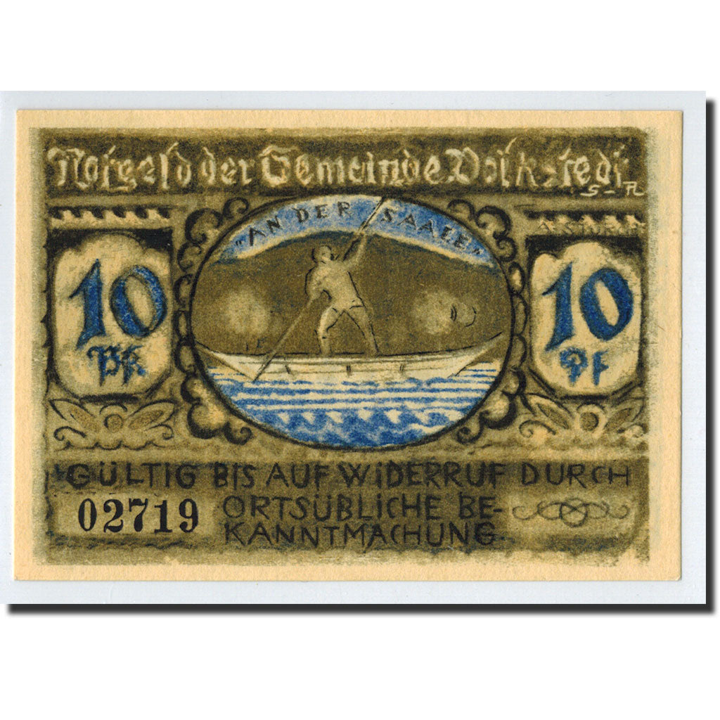 Banknote, Germany, Volkstedt, 10 Pfennig, bateau, 1921, 1921-09-01, UNC(63)