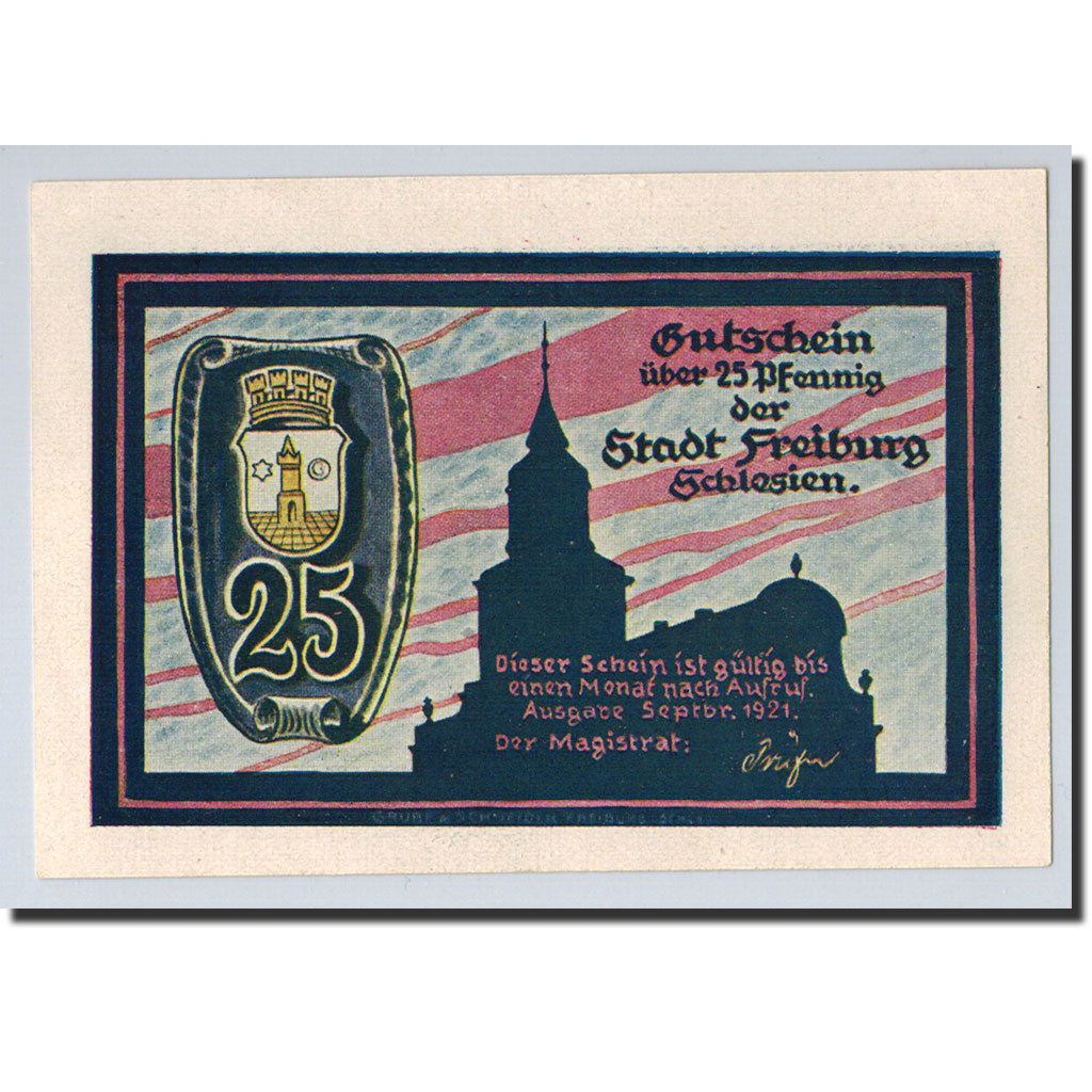 Billet, Allemagne, Freiburg i. Br. Stadt, 25 Pfennig, personnage, 1921, SPL