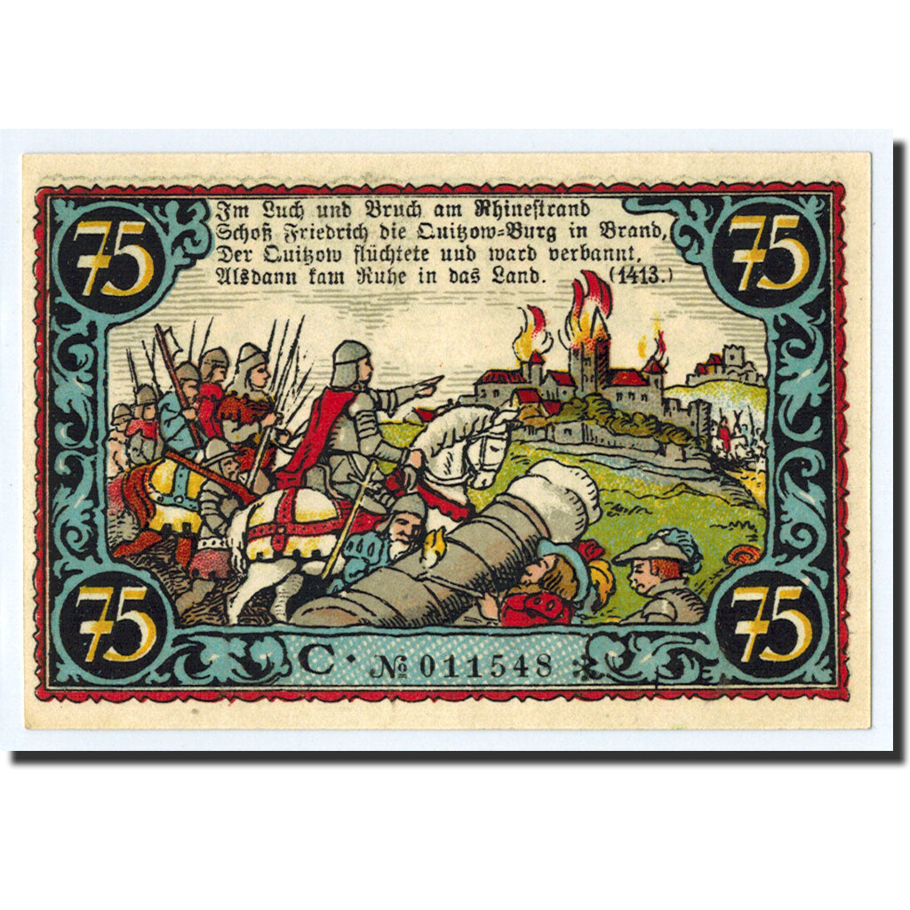 Biljet, Duitsland, Friesack Stadt, 75 Pfennig, soldat, 1921, SPL, Mehl:396.1