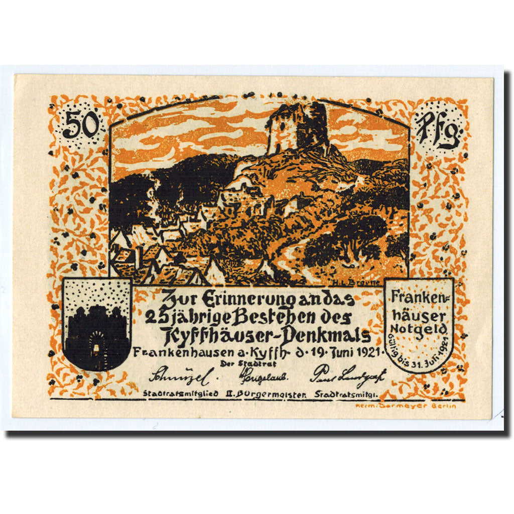 Billet, Allemagne, Frankenhausen am K., 50 Pfennig, personnage, 1921